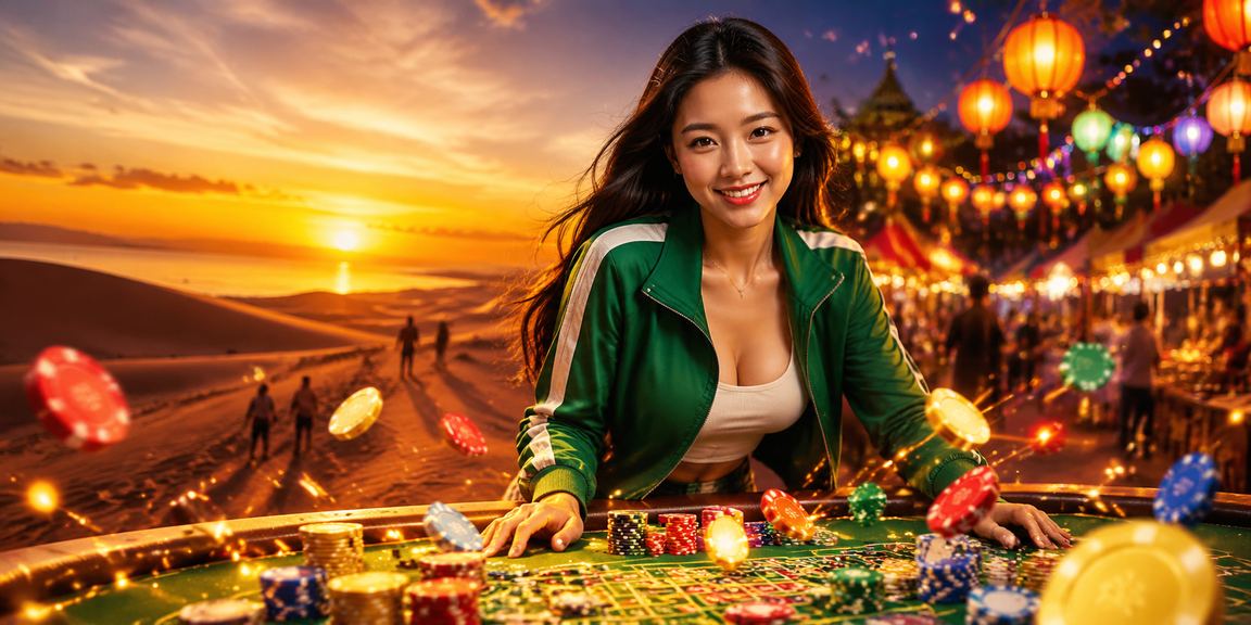 Khung cảnh chợ đêm Mũi Né với người chơi tham gia cá cược casino trực tuyến