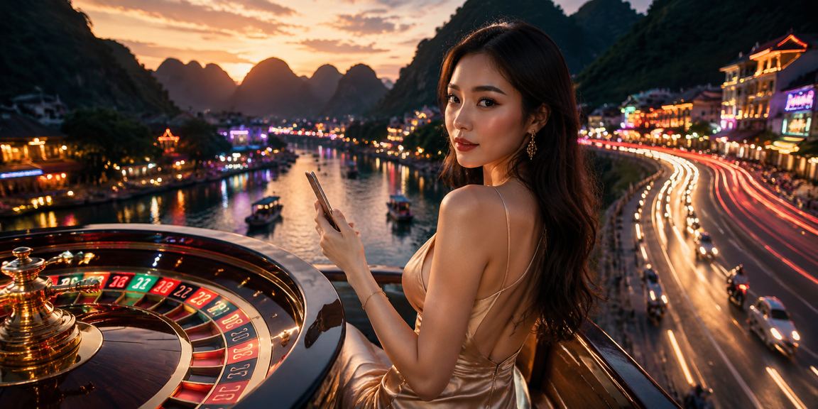 Người chơi tại Ninh Bình thưởng thức trò chơi roulette casino dưới ánh đèn neon