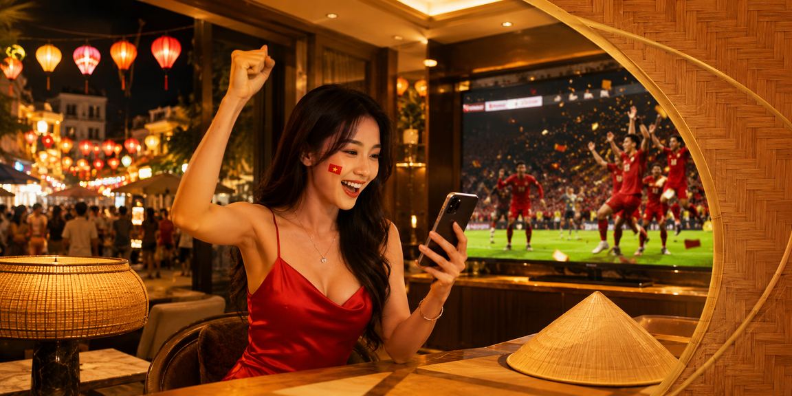 Cảnh sòng casino Việt Nam với không khí rộn ràng và bảng ưu đãi khuyến mãi đặc sắc